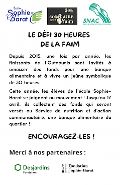 Affiche - Défi 30 heures de la faim - 2024